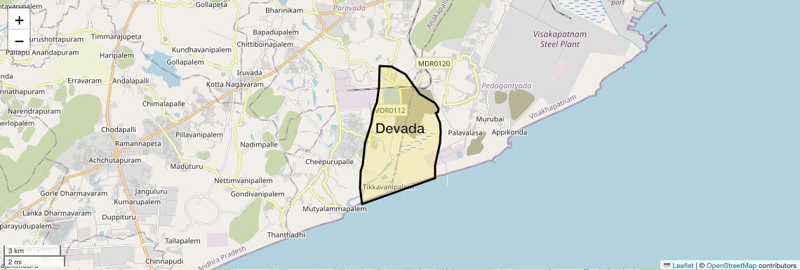 Location Map of Devada, Vizag