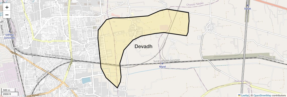 Location Map of Devadh, Surat