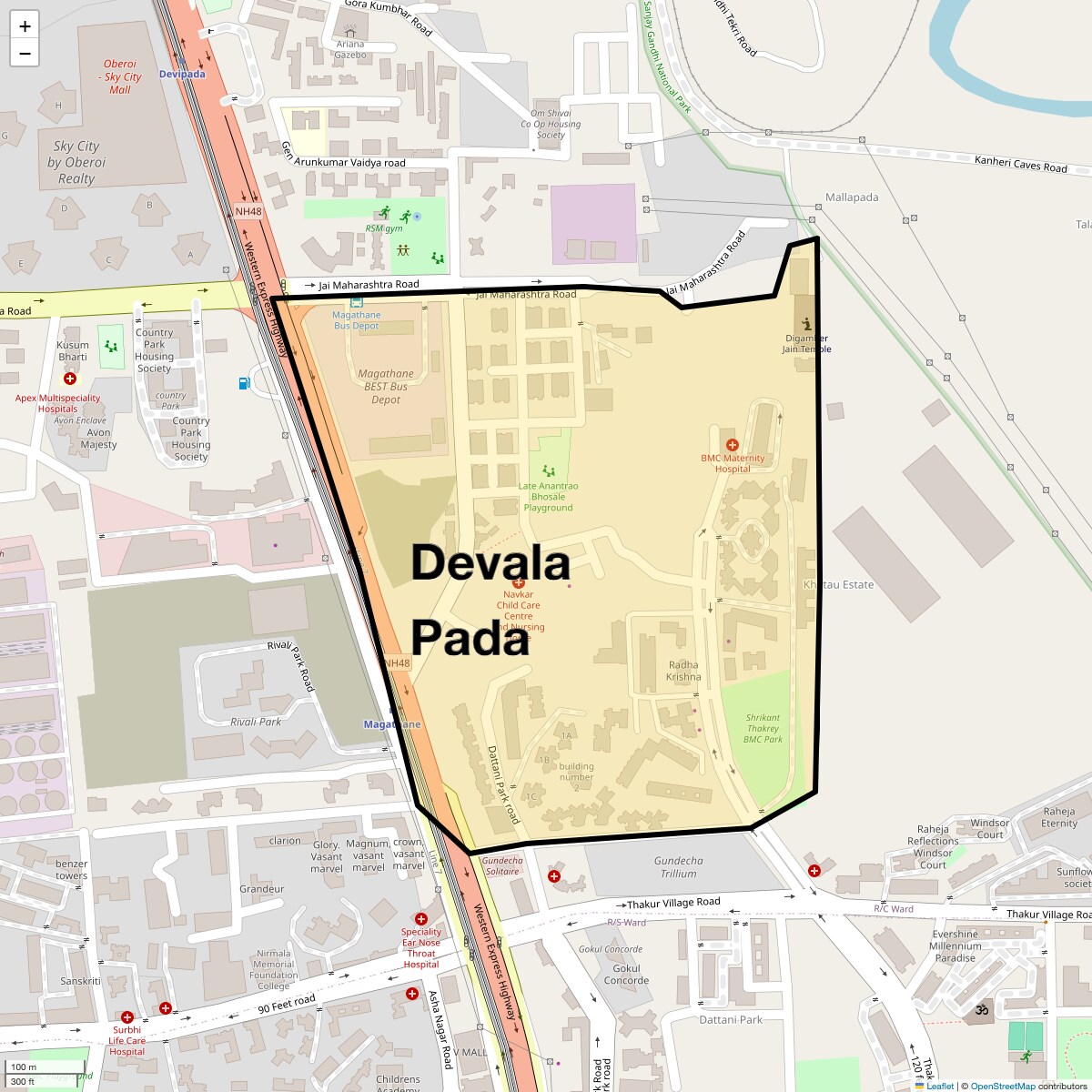 Location Map of Devala Pada, Mumbai