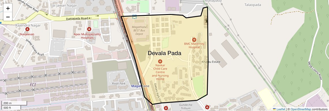 Location Map of Devala Pada, Mumbai