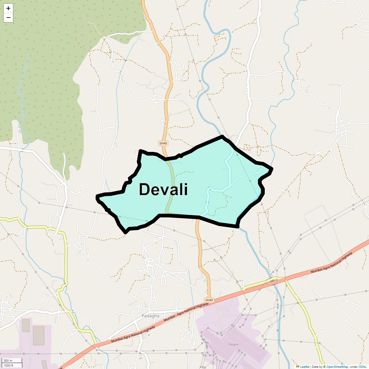 Location Map of Devali, Thane