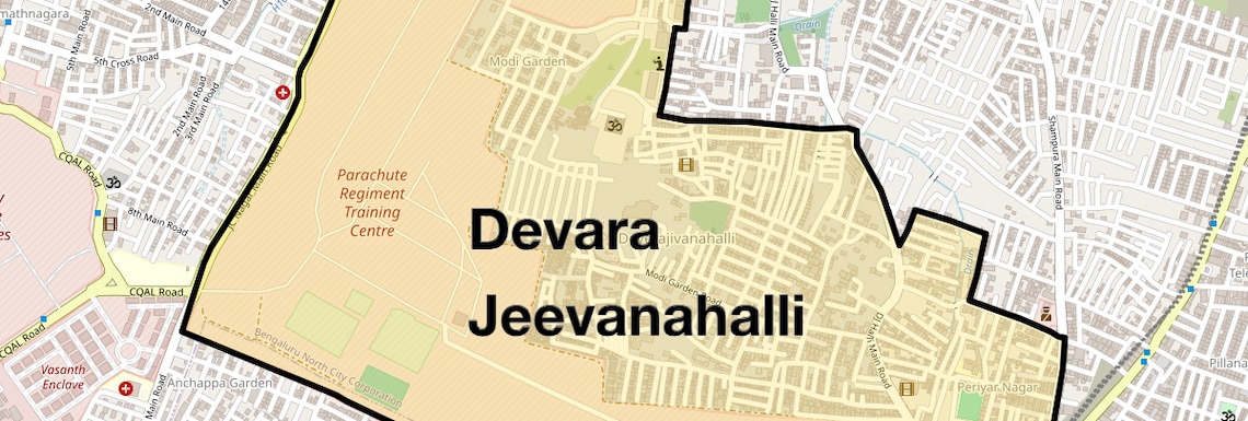 Location Map of Devara Jeevanahalli, Bangalore