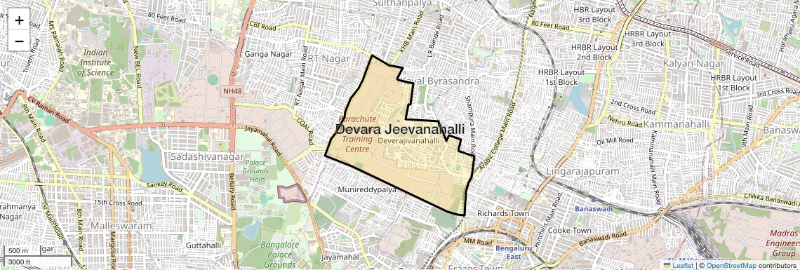 Location Map of Devara Jeevanahalli, Bangalore
