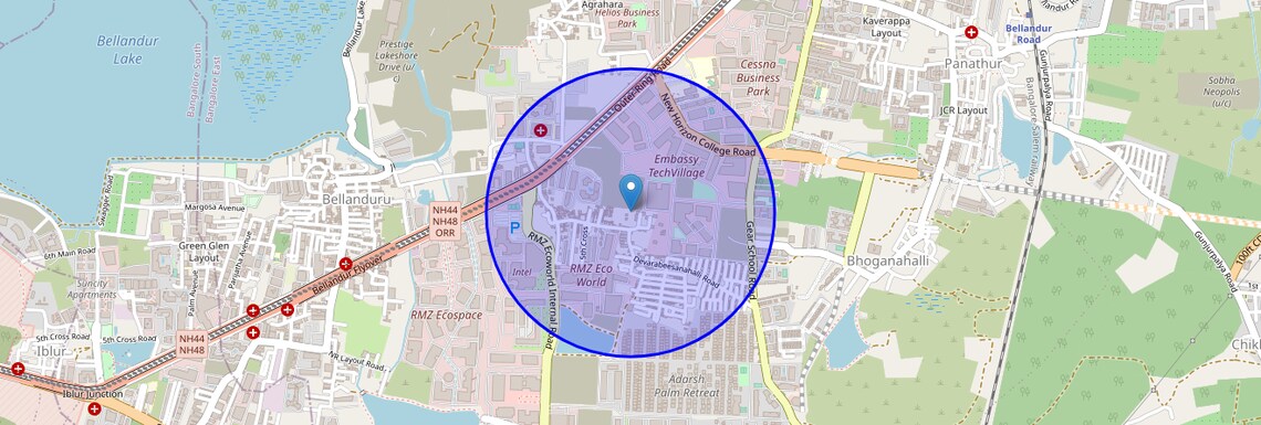 Location Map of Devarabeesana Halli, Bangalore