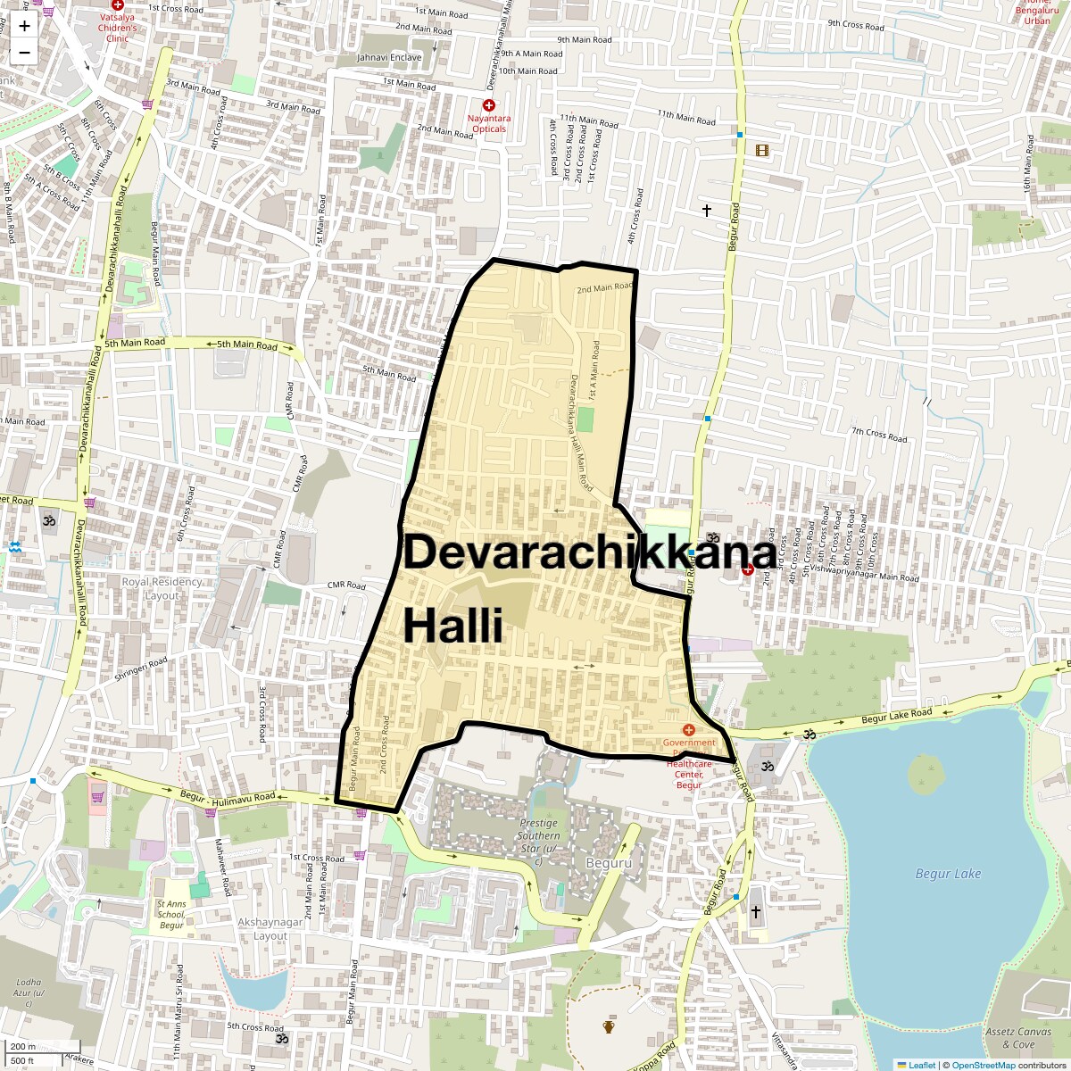 Location Map of Devarachikkana Halli, Bangalore