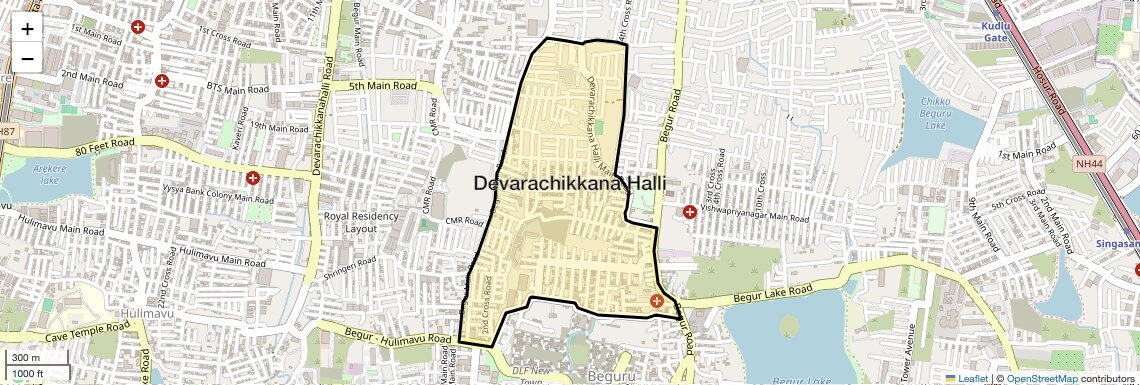 Location Map of Devarachikkana Halli, Bangalore