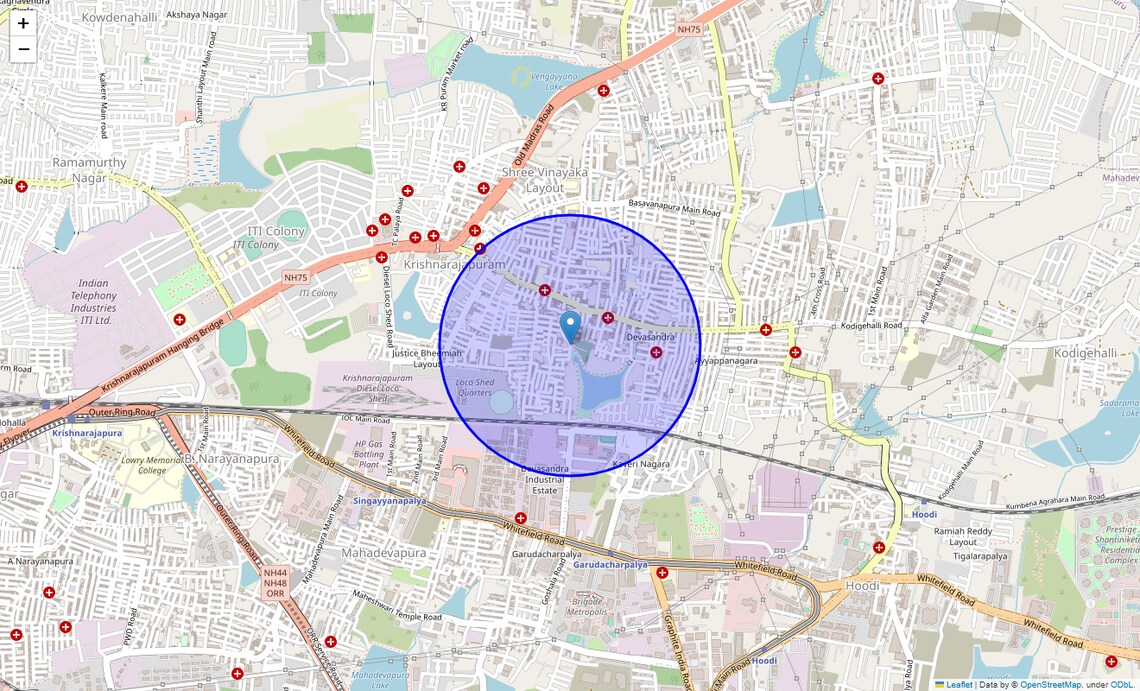 Location Map of Devasandra Lake, Bangalore