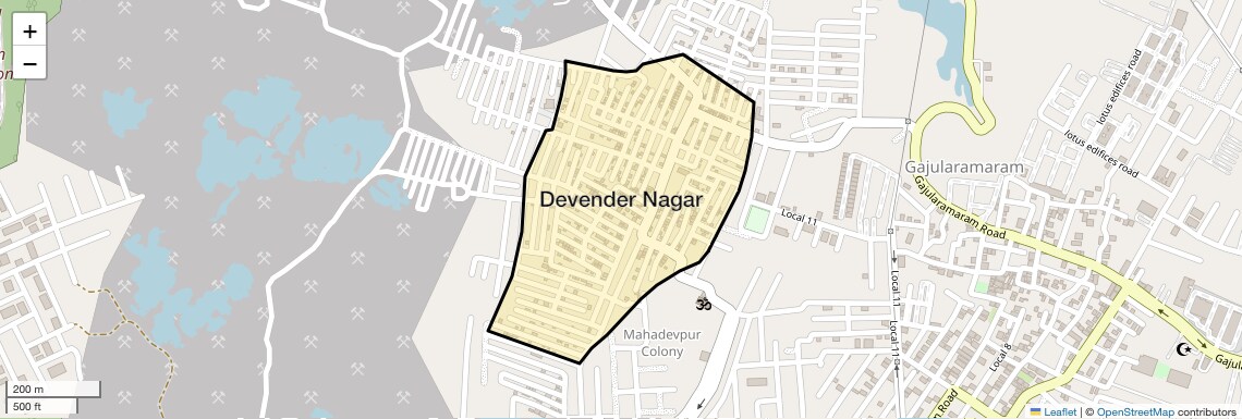Location Map of Devender Nagar, Hyderabad