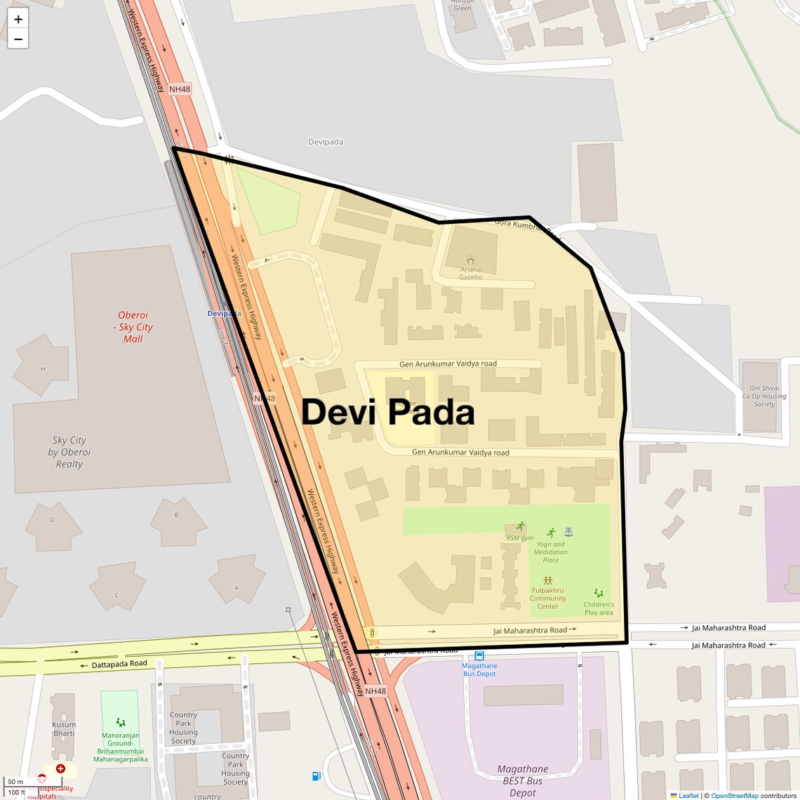 Location Map of Devi Pada, Mumbai