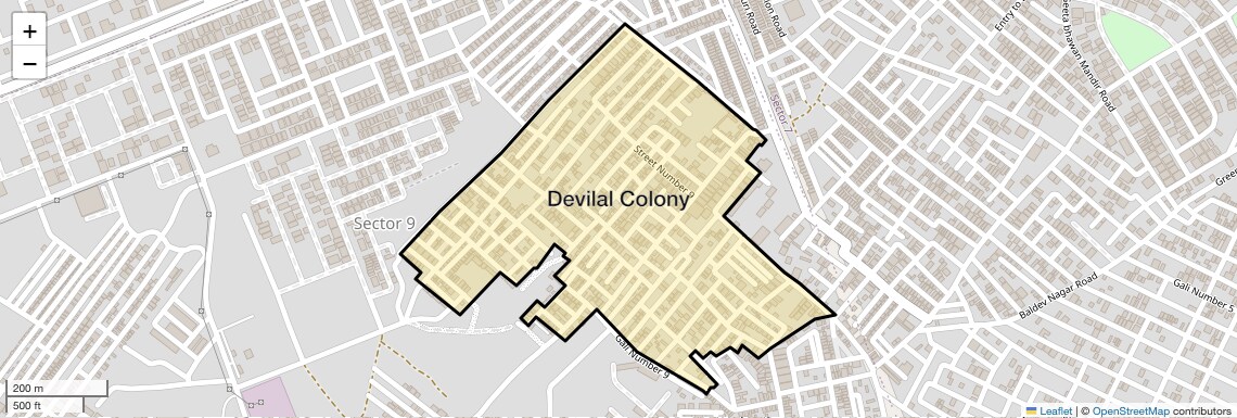 Location Map of Devilal Colony, Gurgaon
