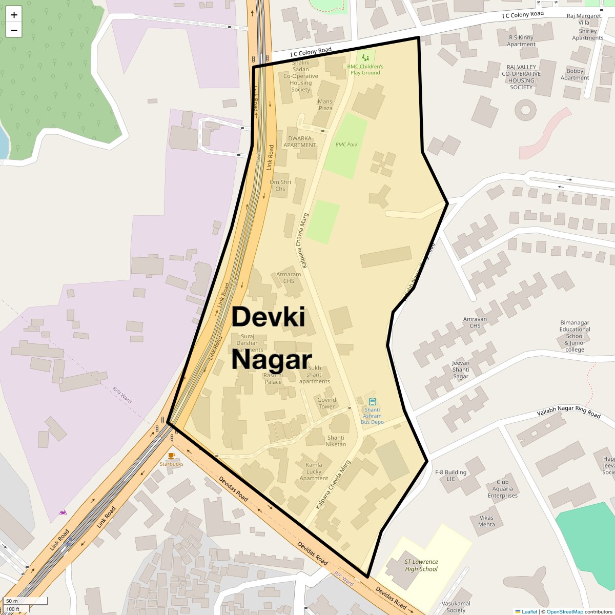 Location Map of Devki Nagar, Mumbai