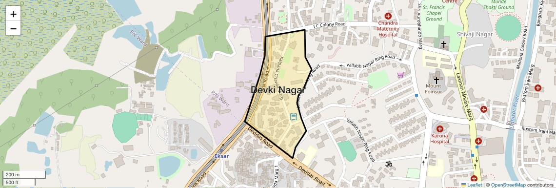 Location Map of Devki Nagar, Mumbai
