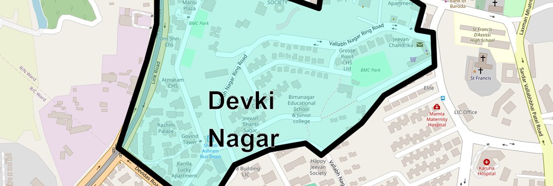 Location Map of Devki Nagar, Mumbai