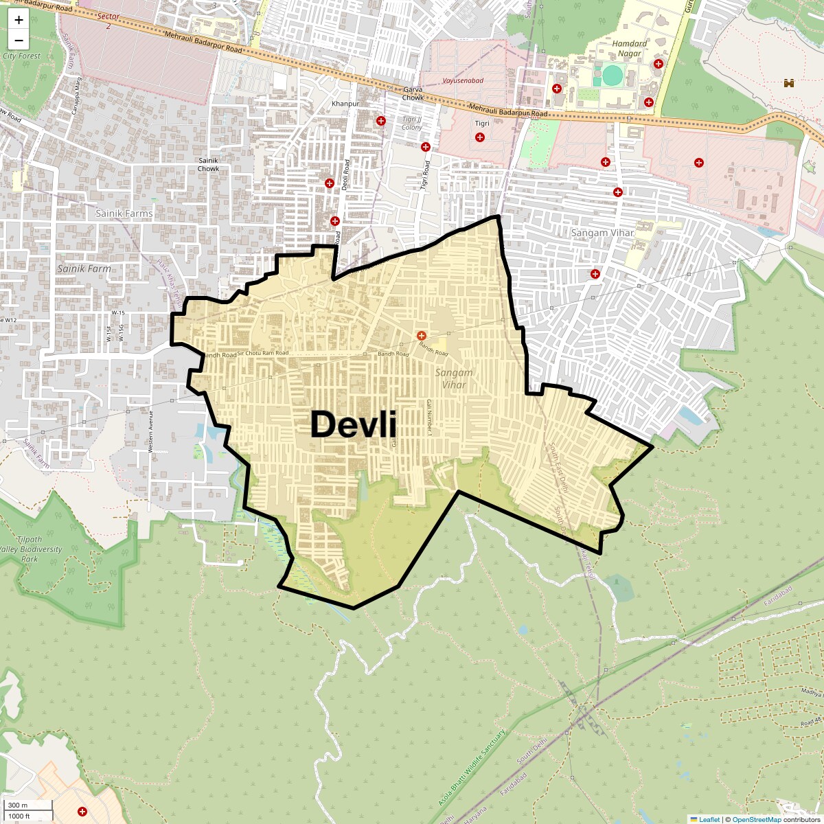 Location Map of Devli, Delhi