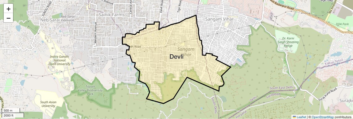 Location Map of Devli, Delhi