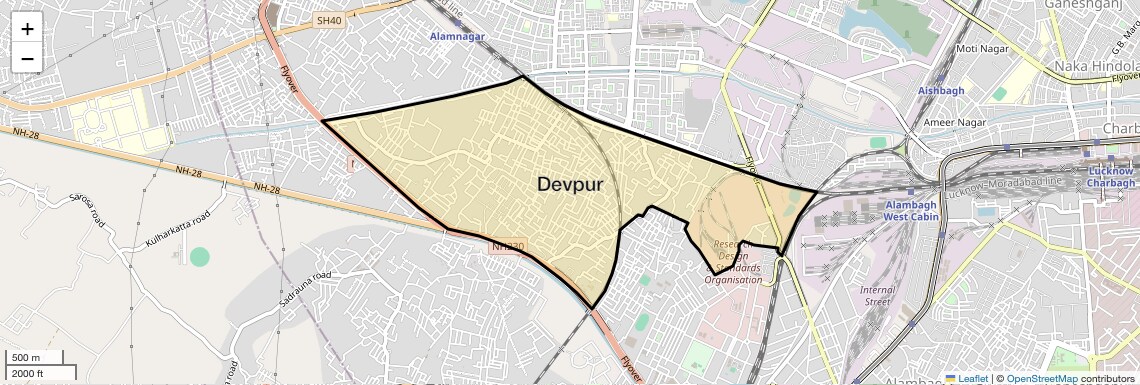 Location Map of Devpur, Lucknow
