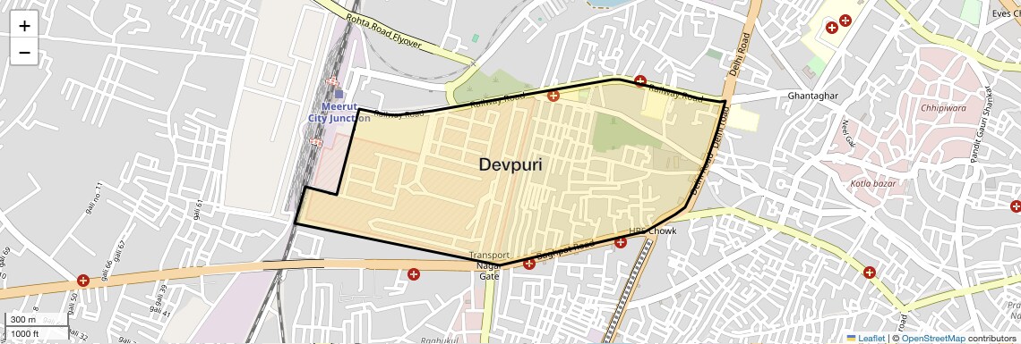 Location Map of Devpuri, Meerut