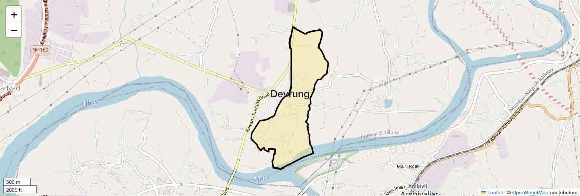 Location Map of Devrung, Thane
