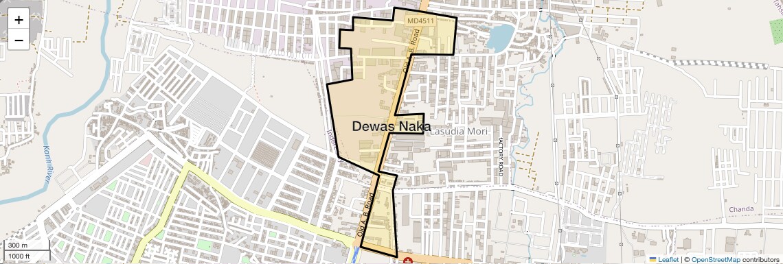 Location Map of Dewas Naka, Indore