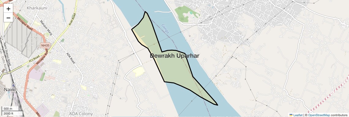 Location Map of Dewrakh Uparhar, Allahabad