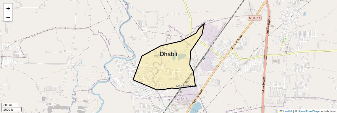 Location Map of Dhabli, Indore
