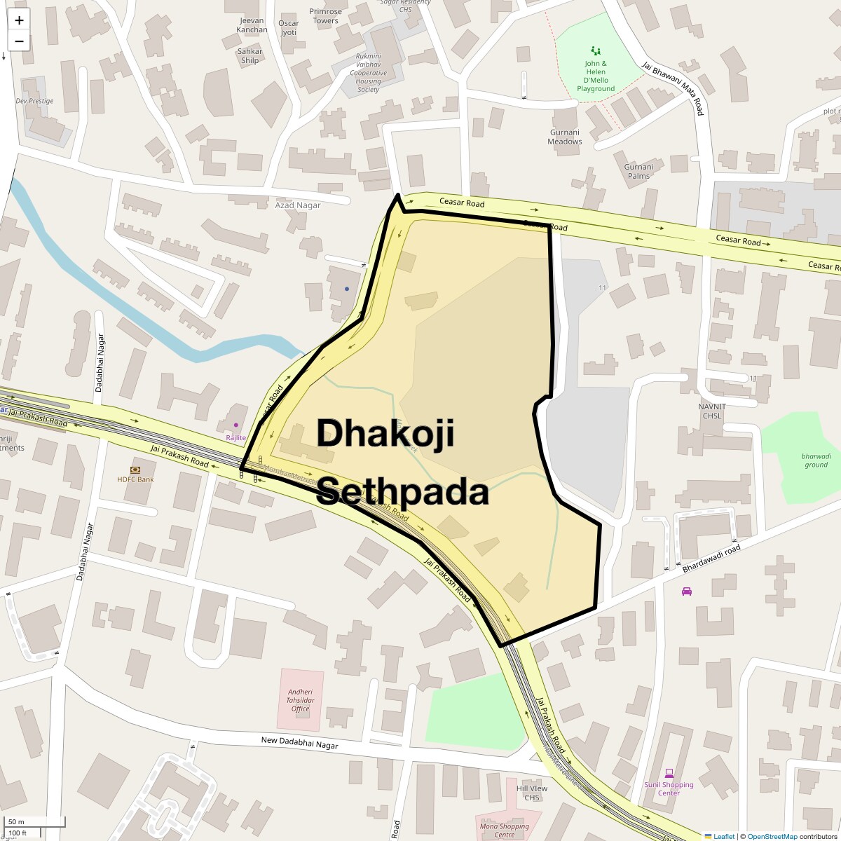 Location Map of Dhakoji Sethpada, Mumbai