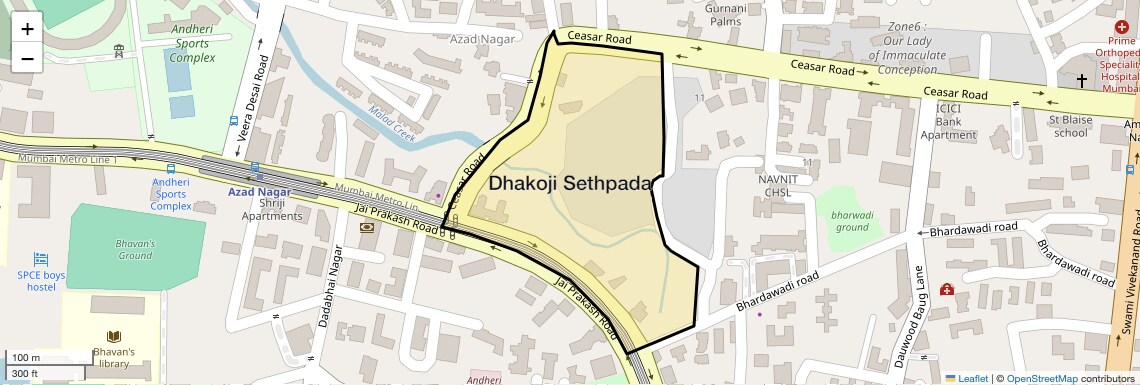 Location Map of Dhakoji Sethpada, Mumbai