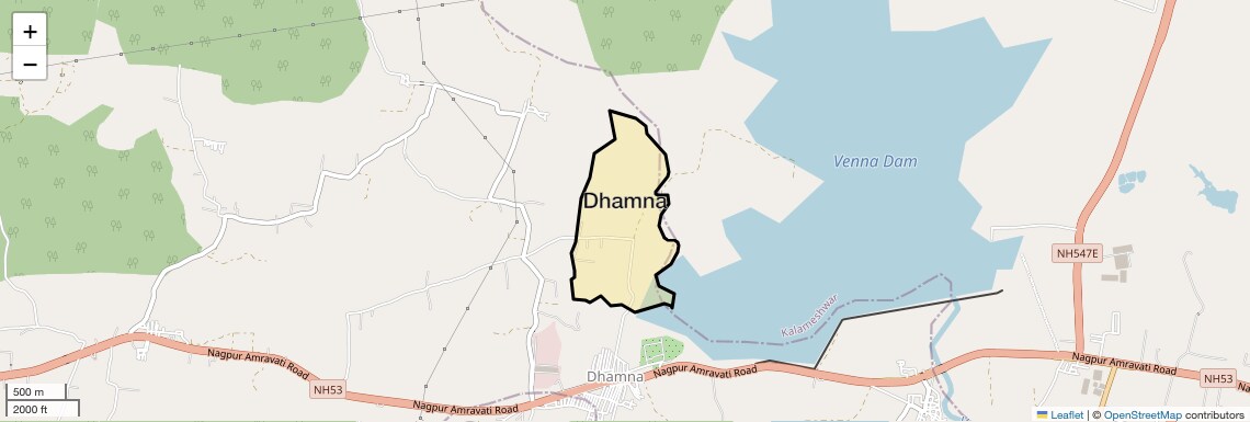 Location Map of Dhamna, Nagpur