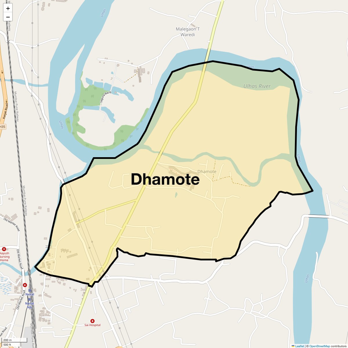 Location Map of Dhamote, Navi Mumbai