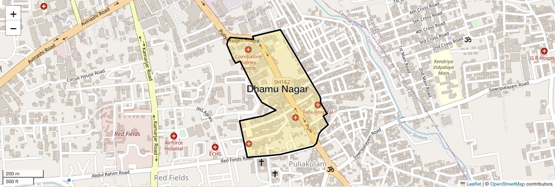 Location Map of Dhamu Nagar, Coimbatore