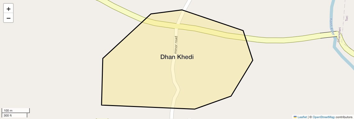 Location Map of Dhan Khedi, Indore