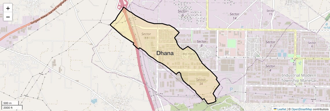 Location Map of Dhana, Gurgaon