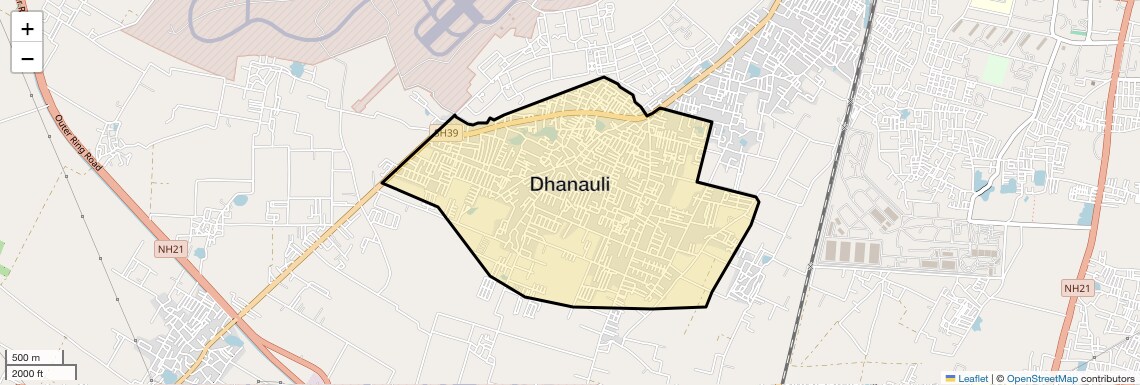 Location Map of Dhanauli, Agra