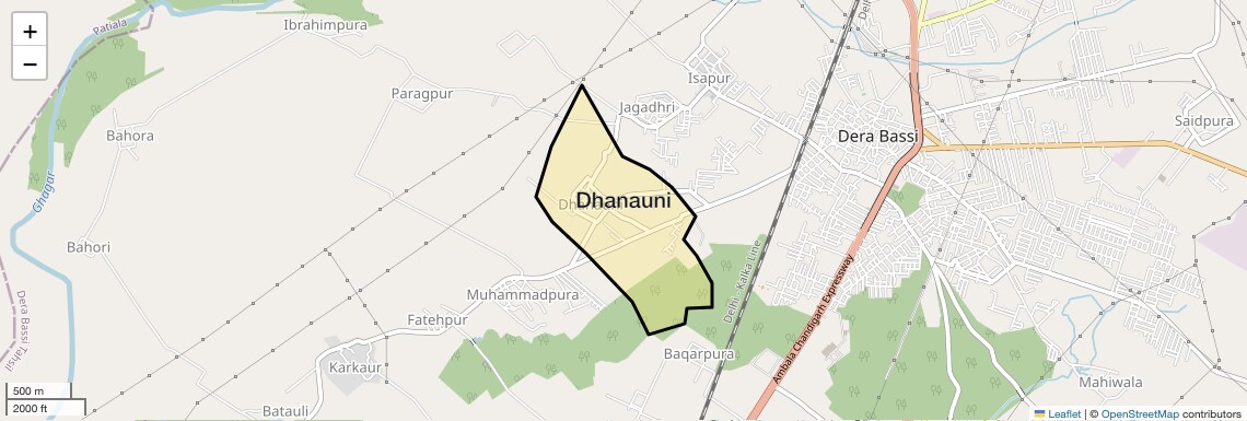 Location Map of Dhanauni, Chandigarh