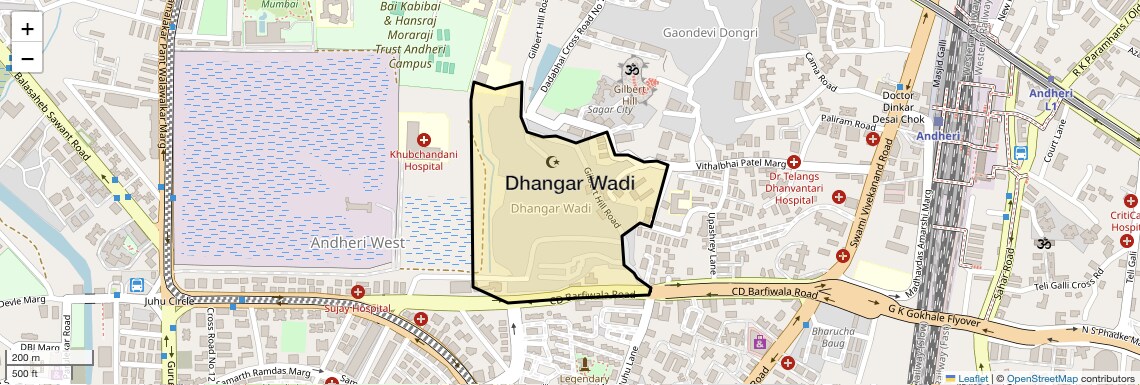 Location Map of Dhangar Wadi, Mumbai