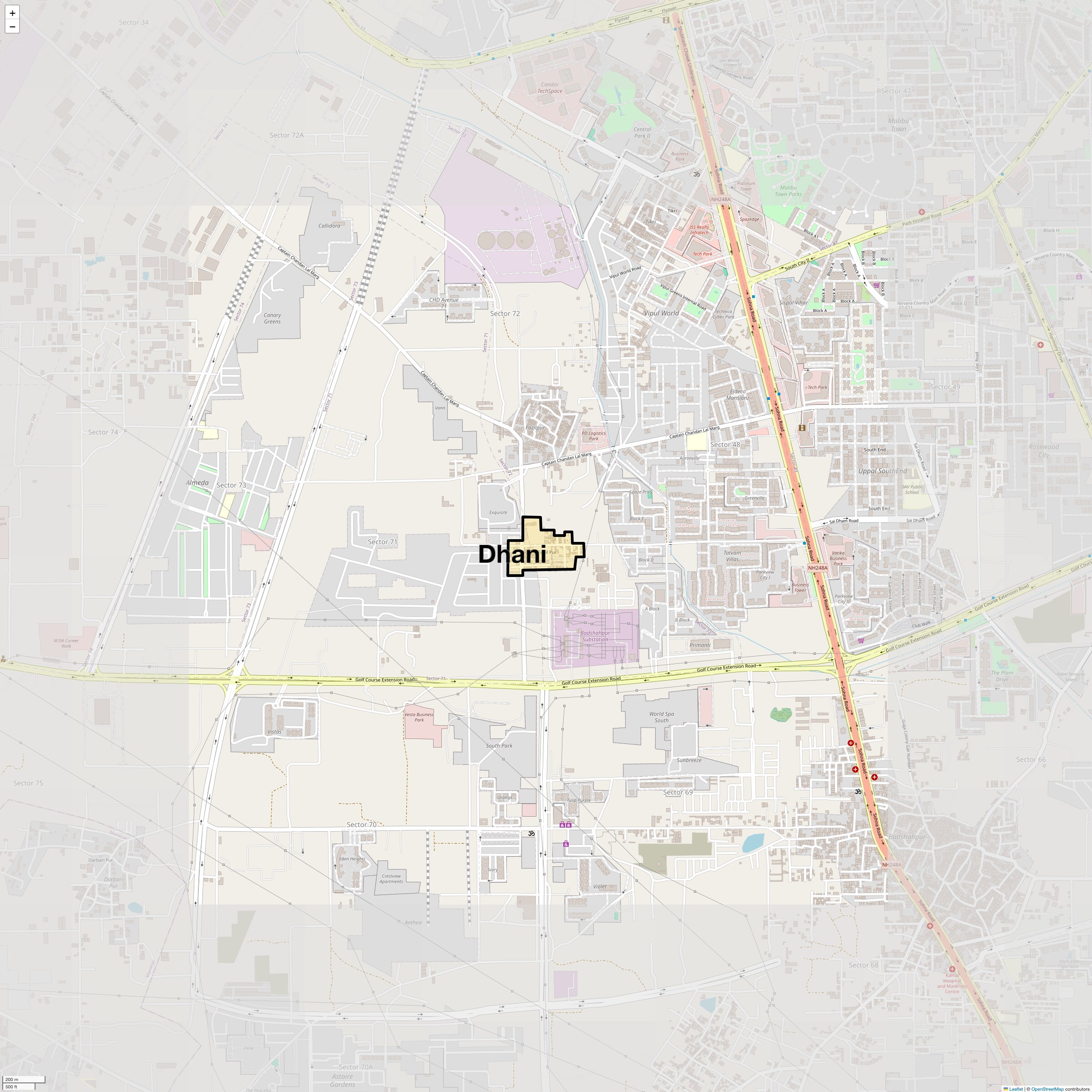 Location Map of Dhani, Gurgaon