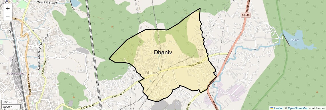 Location Map of Dhaniv, Palghar