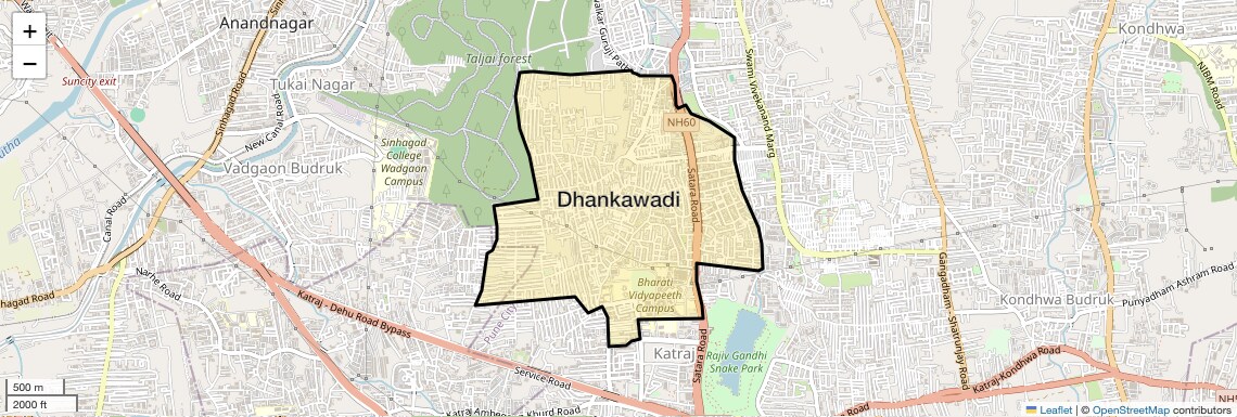Location Map of Dhankawadi, Pune