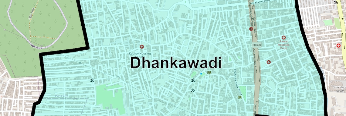 Location Map of Dhankawadi, Pune