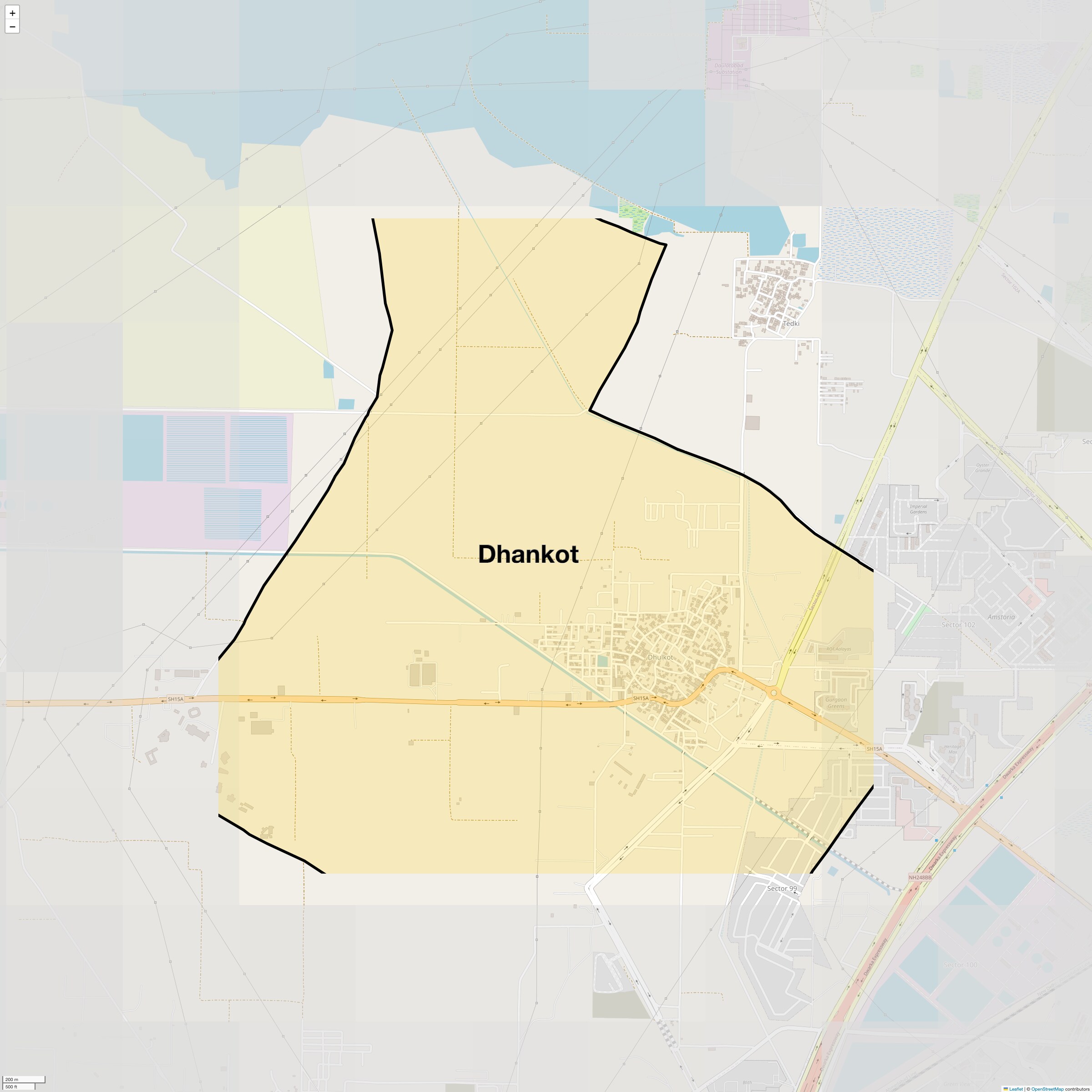 Location Map of Dhankot, Gurgaon