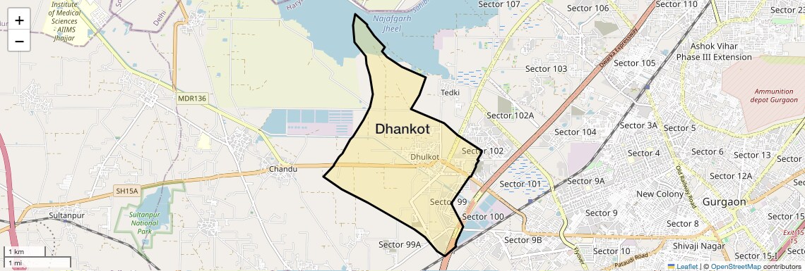 Location Map of Dhankot, Gurgaon