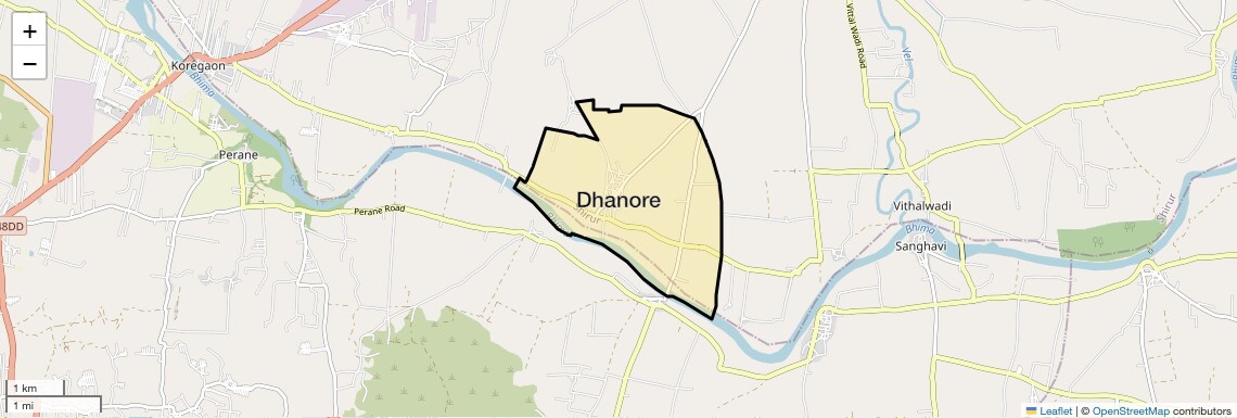 Location Map of Dhanore, Pune