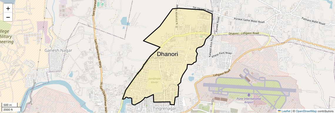 Location Map of Dhanori, Pune