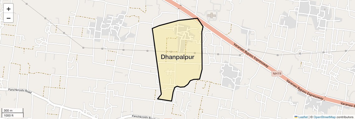 Location Map of Dhanpalpur, Varanasi