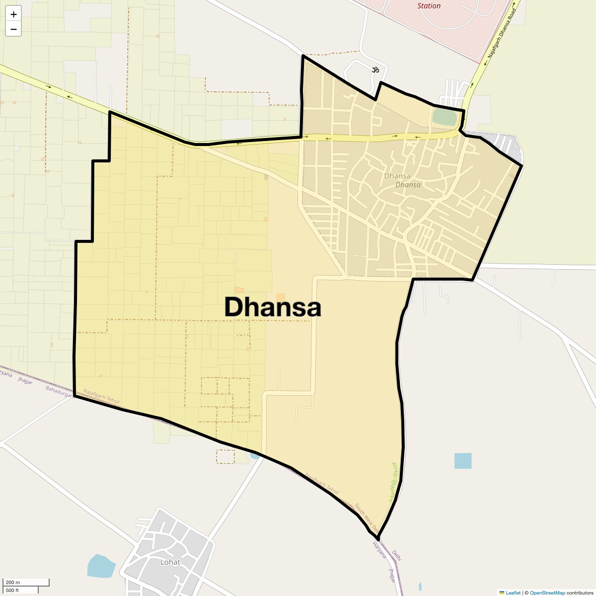 Location Map of Dhansa, Delhi