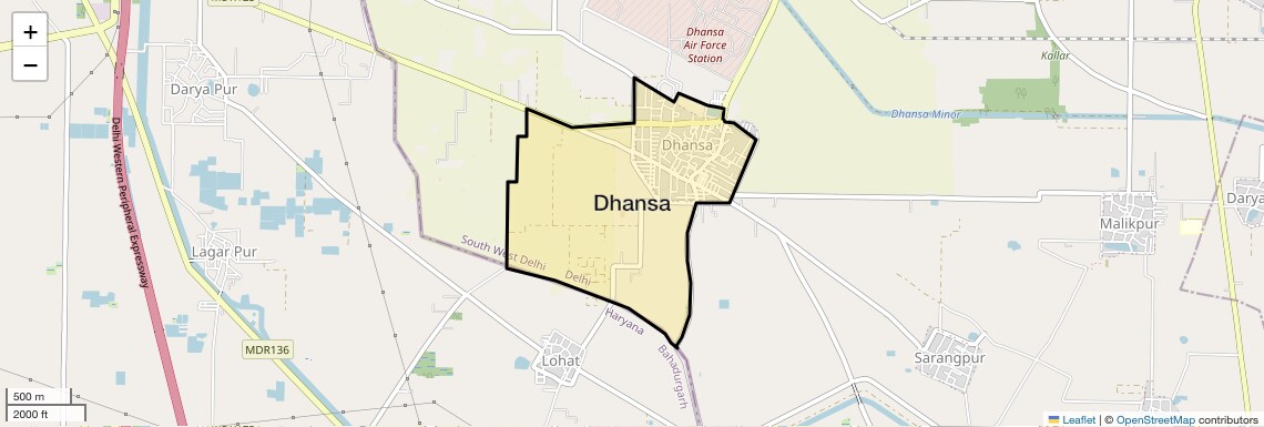 Location Map of Dhansa, Delhi