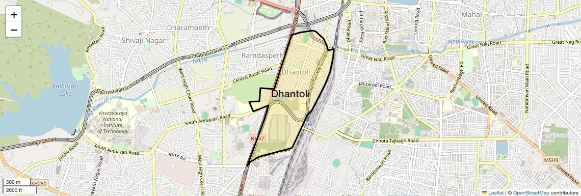 Location Map of Dhantoli, Nagpur