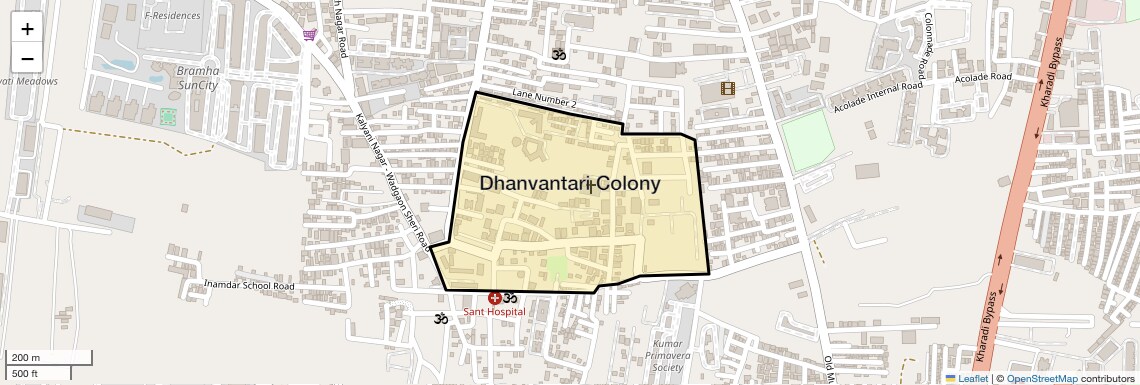 Location Map of Dhanvantari Colony, Pune