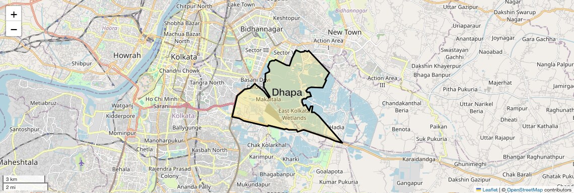 Location Map of Dhapa, Kolkata