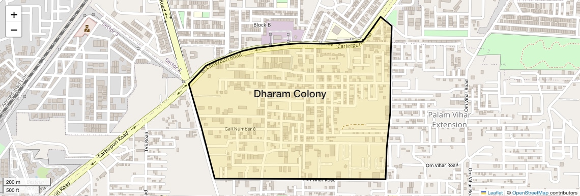 Location Map of Dharam Colony, Gurgaon